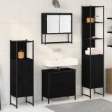 vidaXL Set de mobilier pentru baie cu raft 4 pcs Negru Lemn compozit 3334414