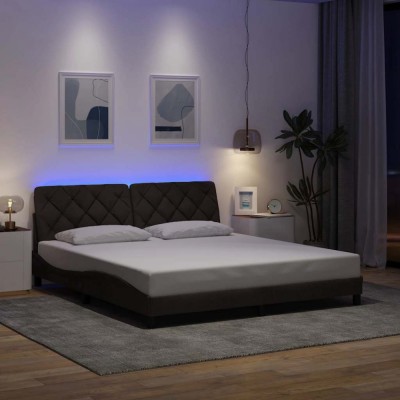 vidaXL Cadru de pat cu LED fără saltea țesătură maro &amp;icirc;nchis 180x200 cm 3310688 foto