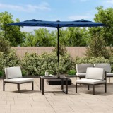 VidaXL Umbrelă de grădină cu două capete/LED-uri, azuriu, 316x145 cm