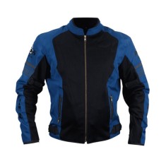 Geacă moto de vară pentru bărbați PES Grand Air Blue &ndash; mesh ventilat, protecții Level 2, certificare AA, membrană de ploaie detașabilă