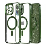 Husa MagSafe pentru Apple iPhone 13 Pro, Techsuit, Luxury Glitter, Verde Inchis