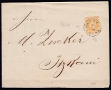 ROMANIA 1872 LP 38 e REGELE CAROL I EMISIUNEA PARIS 15 BANI BRUN ROSCAT H.CREM/PLIC CIRCULAT 1874 IASI GARA-GARA ITCANI, Stampilat