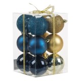 Set Globuri de Craciun Aurii Albastre cu Glitter Mat Stralucitoare, CMCLASS