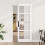 Ușă Glisantă vidaXL cu Set de Accesorii &#039;ORKDAL&#039;Alb din Lemn Solid &amp; Sticlă