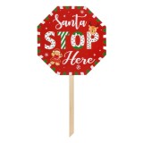 Indicator Decorativ Petrecere Crăciun, Model Santa Stop Here, Material Lemn, Dimensiuni 35x35x65cm, Multicolor