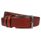 Curea barbati, eleganta, pentru costum, din piele naturala, Maro, 3.4cm - CK70M, ALPE LEATHER
