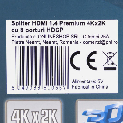 Spliter HDMI 1.4 Premium cu 8 porturi HDCP 4Kx2K foto