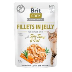 Brit Care Cat Fillets in Jelly With Fine Trout &amp; Cod, 85 g