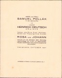 HST A1471 Invitație nuntă 1927 Timișoara familia Pollak - Deutsch Craiova