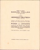 HST A1471 Invitație nuntă 1927 Timișoara familia Pollak - Deutsch Craiova