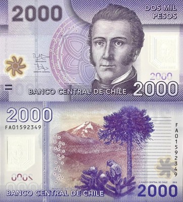 CHILE 2.000 pesos 2013 polymer UNC!!! foto
