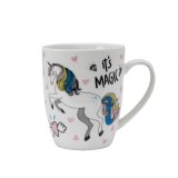 Cana de 300 ml, Alb decor unicorn