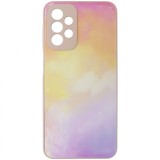 Husa tip capac spate silicon TPU bej + sticla multicolora pentru Samsung Galaxy A23, A23 5G