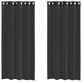Cumpara ieftin Perdele Voile cu Oeli 2 buc Negru 140x245 cm
