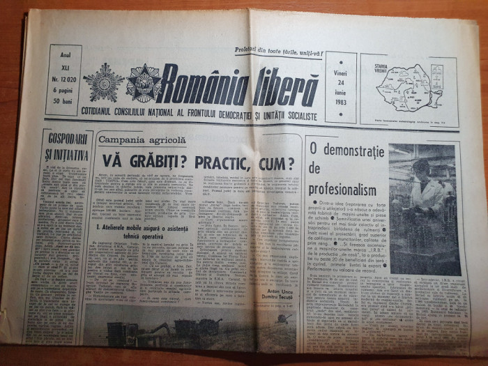 romania libera 24 iunie 1983-art. orasul calafat si judetul neamt