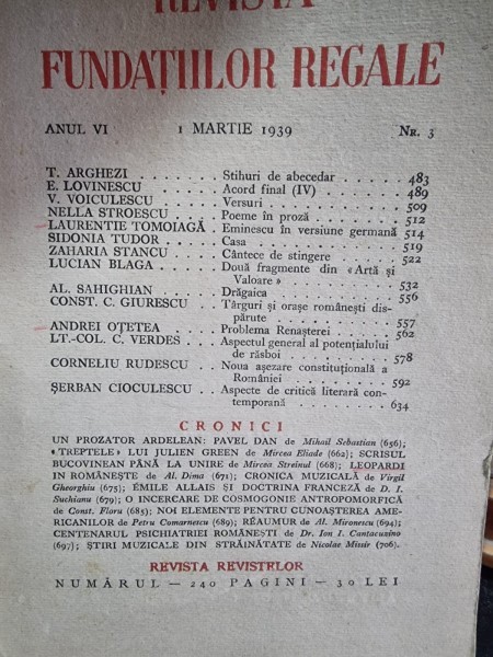 Revista Fundatiilor Regale Anul VI 1 Martie 1939 Nr. 3