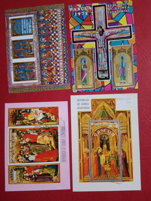 GUINEA ECUATORIALĂ, PAȘTI - 4 COLIȚE ȘTAMPILATE
