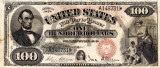 100 dolari 1878 Reproducere Bancnota USD , Dimensiune reala 1:1