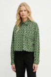 Weekend Max Mara cămașă din bumbac femei, culoarea verde, cu guler clasic, relaxed, 2515111112600