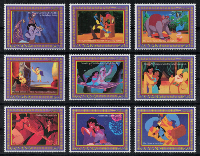 GUYANA 2002 - Personaje Disney, Aladdin / serie completa MNH