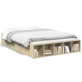 Cadru Pat Gossi, 135x190 cm, Stejar Sonoma, Lemn Prelucrat, Depozitare