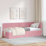 vidaXL Cadru de pat colțar cu headboard Roz 80 x 200 cm Catifea