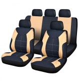 Cumpara ieftin Huse Auto Universale Elegance CARGUARD Best CarHome Negru/Bej - Set Complet Scaune Fata/Spate + Tetiere, Poliester, Compatibil Airbag