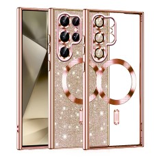 Husa premium Samsung Galaxy S22 Ultra 5G Techsuit Luxury Glitter MagSafe, roz auriu foto