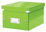 Cutie depozitare Leitz WOW Click &amp; Store, carton laminat, partial reciclat, pliabila, cu capac, 22x16x28 cm, verde