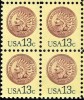 SUA 1978 - Uzual 13c, Indian Head penny, bloc de 4 neuzat