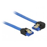 Cablu SATA III 6 Gb/s unghi drept-stanga Bleu 10cm, Delock 84982
