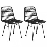 Scaune de gradina 2 buc., negru, 48x62x84 cm, ratan PE