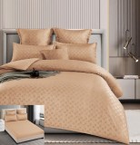 Cumpara ieftin Lenjerie Pat Finet Cu Carouri Varane Fl015, Bumbac, 4 Piese, Cu Elastic, Bej, Crem