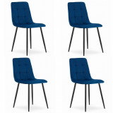 Cumpara ieftin Set 4 scaune bucatarie/living, Artool, Kara, catifea, metal, bleumarin si negru, 44.5x50.5x87 cm