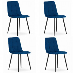Set 4 scaune bucatarie/living, Artool, Kara, catifea, metal, bleumarin si negru, 44.5x50.5x87 cm foto