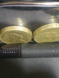 One pound 1987,Decus et Tutanem,batere inversa pe muchie.VOUCHER 100 LEI (descr), Europa
