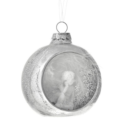 Set 2 ornamente brad din sticla Angel Silver 8 cm foto