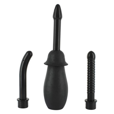 Irigator anal unisex negru cu 3 tipuri de cap foto