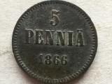 FINLANDA-5 PENNIA 1866