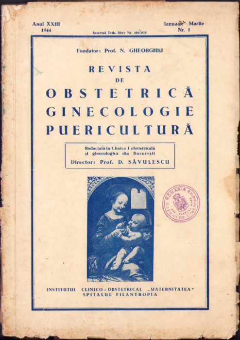 HST C1102 Revista de obstetrică ginecologie puericultură 1/1944