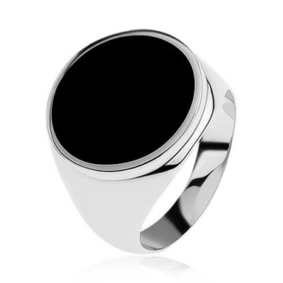Inel argint 925 cu un cerc negru, smălţuit - Marime inel: 57 foto