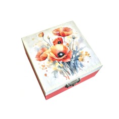 Cutie decorativa lemn cu model maci 103825