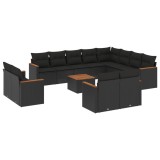 Cumpara ieftin Set mobilier de gradina cu perne, 13 piese, negru, poliratan
