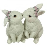 Decoratiune Paste Iepurasi Indragostiti, 10cm, Bej - Figurine Paste, Ornament Pastel, Kidmania