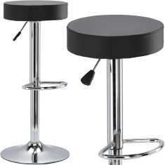 Taburet pentru salon pivotant reglabil negru