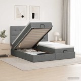 Cumpara ieftin Pat Ottoman cu Saltea si LED Gri inchis 160 x 200 cm Tesatura