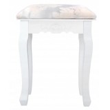 Cumpara ieftin Taburet pentru masa de toaleta/machiaj, alb, Vintage, 38x28x45 cm
