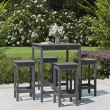Cumpara ieftin Set mobilier bar pentru grădină, 5 piese, gri, lemn masiv pin