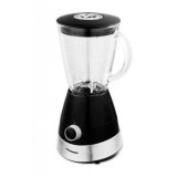 Blender de masa HBL-550S, 550 W, Bol din sticla 1.5 l, 2 Viteze + Pulse, Negru/Argintiu, Heinner