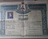 DIPLOMA DE BACALAUREAT LICEUL DE FETE ELENA CUZA DIN CRAIOVA - 1943